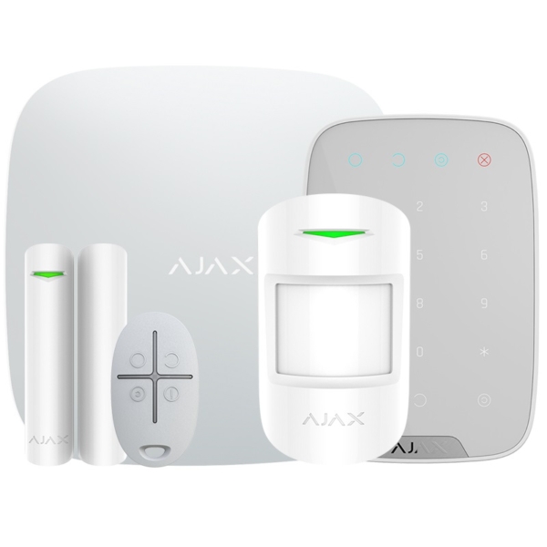 Security Alarms/Alarm Kits Wireless Alarm Kit Ajax StarterKit Plus + KeyPad white with enhanced communication capabilities