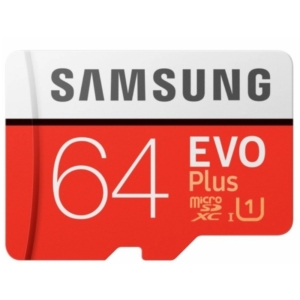 Системи відеоспостереження/Карта пам'яті MicroSD Карта пам'яті Samsung 64ГБ microSDXC C10 UHS-I U1 R100/W20MB/s Evo Plus V2 + SD адаптер (MB-MC64HA/RU)