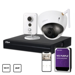 Системи відеоспостереження/Комплект відеонагляду Комплект відеоспостереження Dahua Wi-Fi KIT 2x2MP INDOOR-OUTDOOR + HDD 1TB