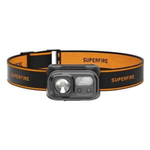 SUPERFIRE HL23-S headlamp with 9 modes and red light and motion sensor