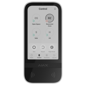 Ajax KeyPad TouchScreen white wireless keyboard with touch screen to control the Ajax system