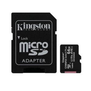 Video surveillance/MicroSD cards Memory card Kingston microSDXC 64GB Canvas Select Plus 100R A1 C10 Card + ADP