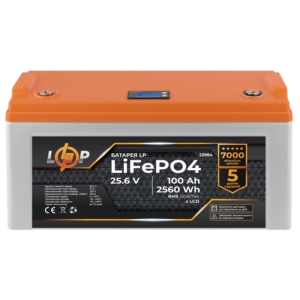 Акумулятор LogicPower LP LiFePO4 25,6V - 100 Ah (2560Wh) (BMS 150A/75А) пластик для ДБЖ