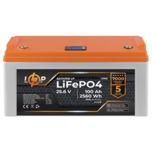 Джерело живлення/Акумулятори Акумулятор LogicPower LP LiFePO4 25,6V - 100 Ah (2560Wh) (BMS 80A/40А) пластик для ДБЖ