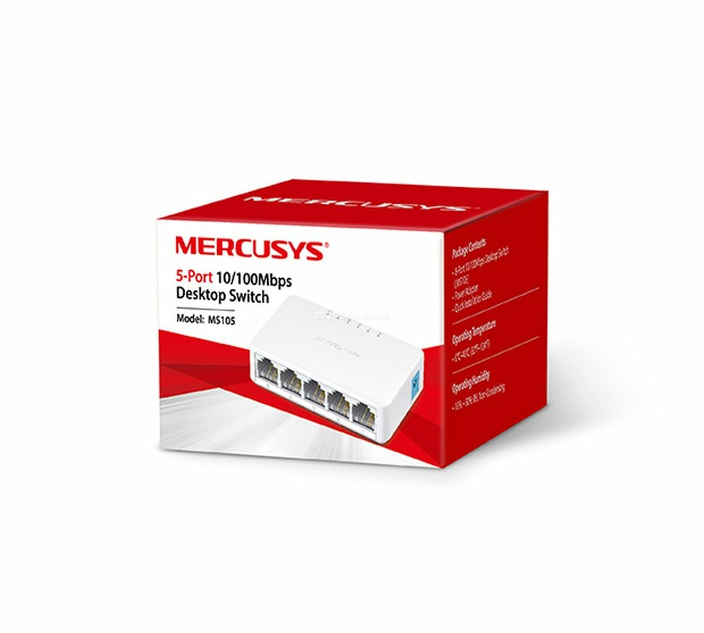 The 5-port MERCUSYS 10/100M/MS105 switch is unmanaged - Image 2