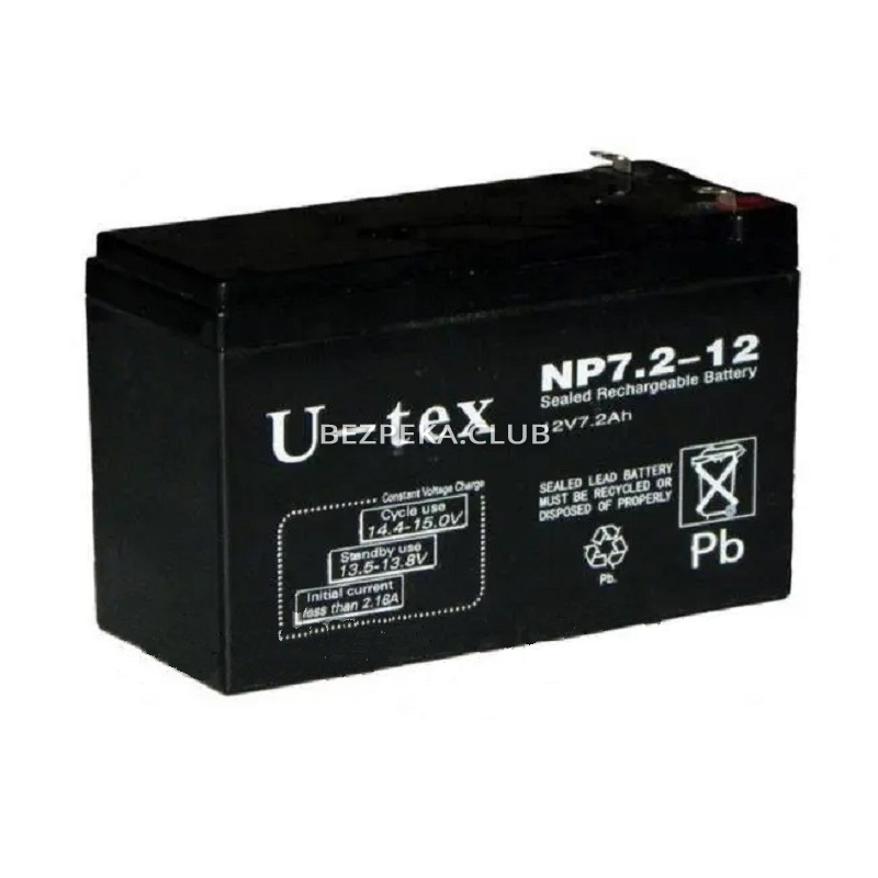 Аккумулятор U-tex NP7.2-12 (7.2 Aч/12 В) для охранной сигнализации - Фото 1
