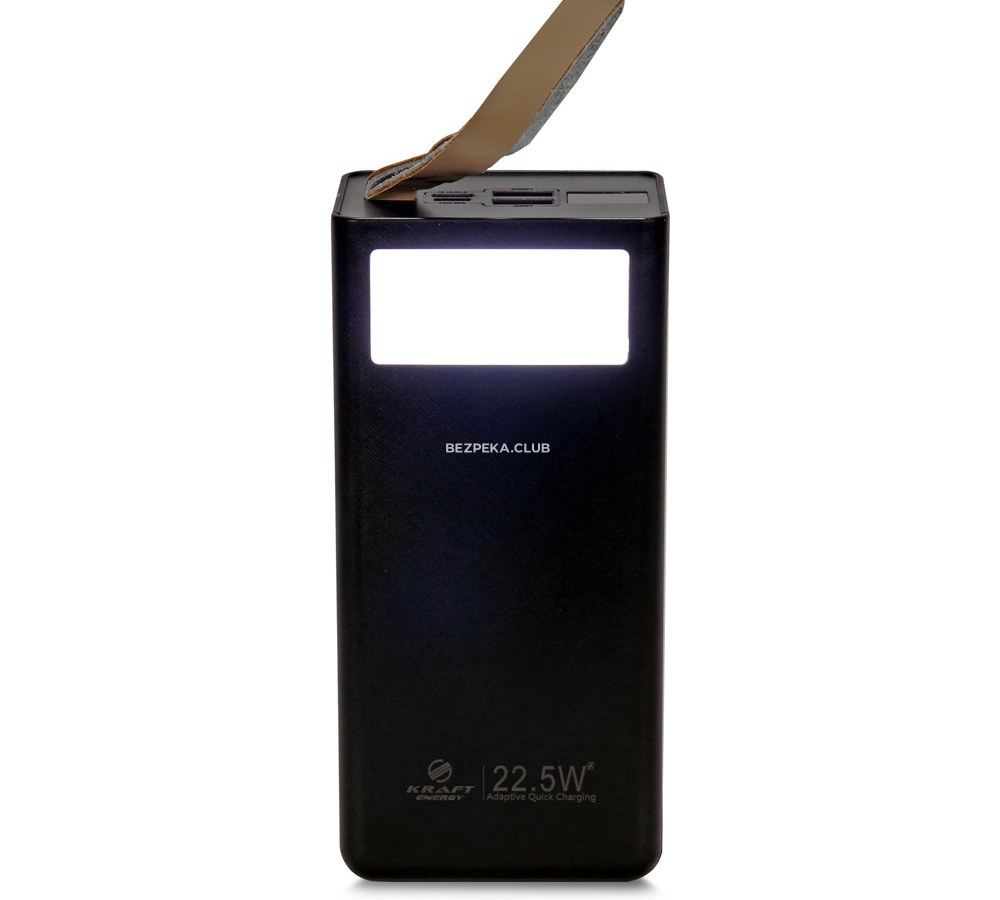 Power bank Kraft TPB-2330 30000 mAh Black with a built-in flashlight - Image 1