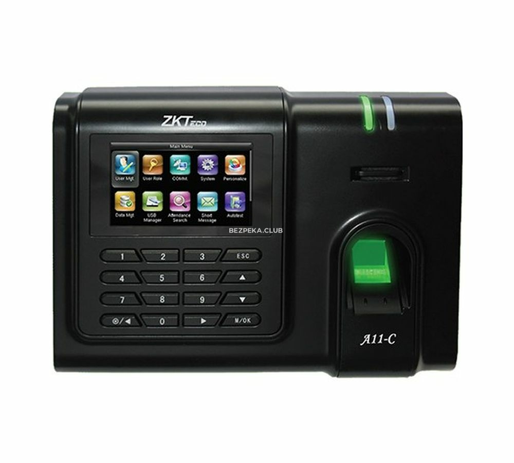 Біометричний Wi-Fi термінал ZKTeco A11-C ID ADMS з сканером відбитка пальця і зчитувачем RFID карт - Зображення 1