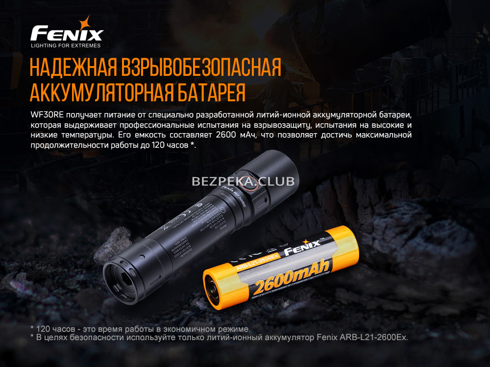 Ліхтар ручний вибухозахищений Fenix WF30RE з 3 режимами і стробоскопом - Зображення 10