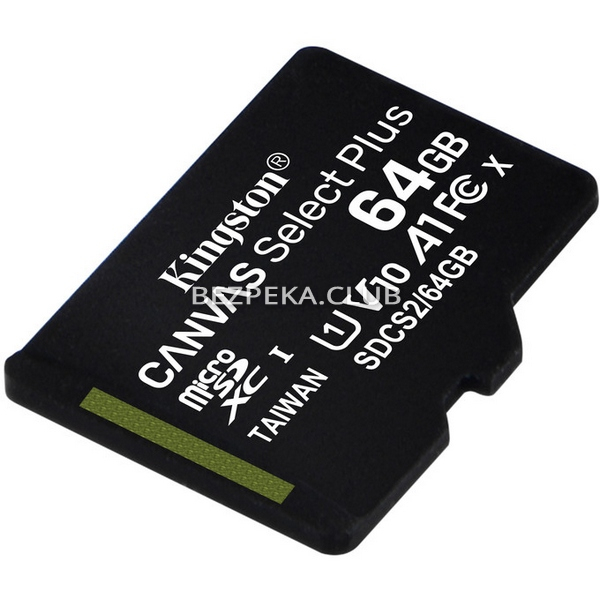 Карта пам'яті Kingston microSDHC 64GB Canvas Select Plus Class 10 UHS-I U1 V10 A1 - Зображення 2