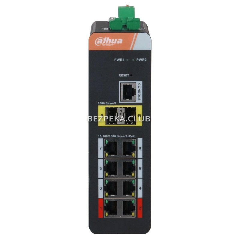 10-Port Gigabit Industrial PoE Switch Dahua DH-PFS4210-8GT-DP Managed - Image 2