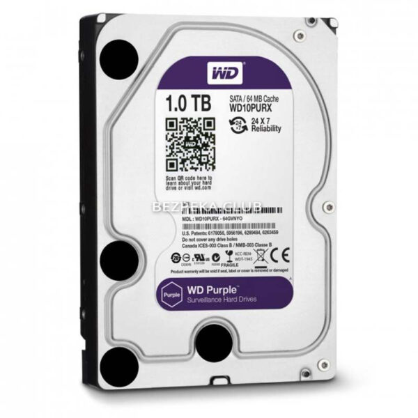 Системи відеоспостереження/Жорсткий диск для відеоспостереження Жорсткий диск 1 TB Western Digital Purple WD10PURX