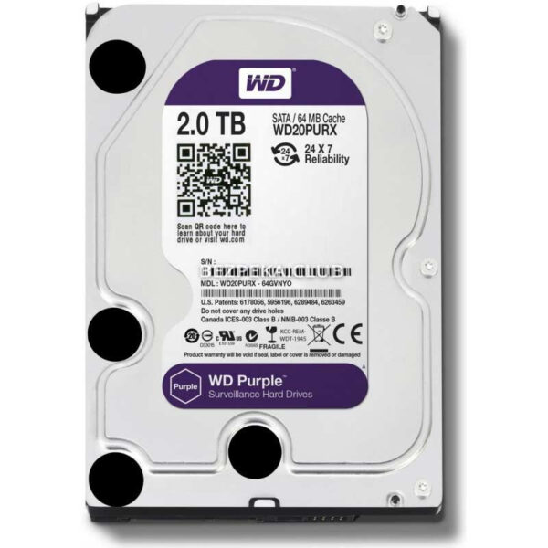 Системы видеонаблюдения/Жесткий диск для видеонаблюдения Жесткий диск 2 TB Western Digital Purple WD20PURX