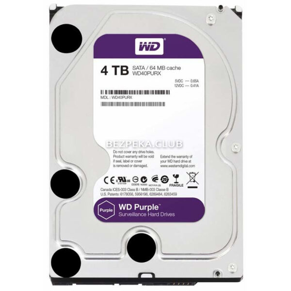 Системы видеонаблюдения/Жесткий диск для видеонаблюдения Жесткий диск 4 TB Western Digital Purple WD40PURX