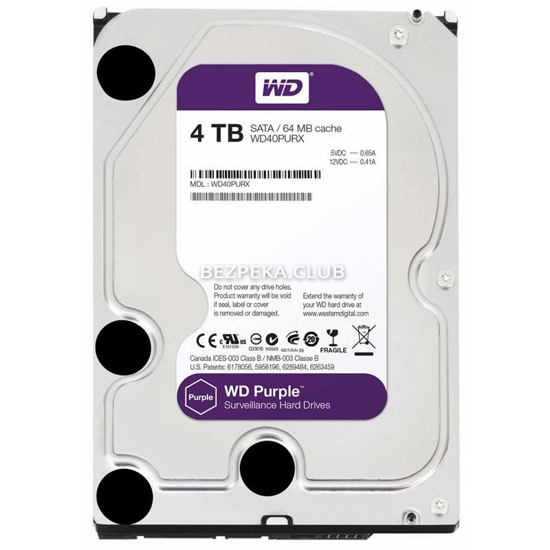 Жорсткий диск 4 TB Western Digital Purple WD40PURX - Зображення 1