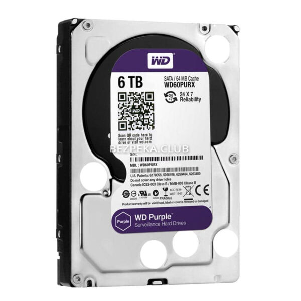 Системи відеоспостереження/Жорсткий диск для відеоспостереження Жорсткий диск 6 TB Western Digital Purple WD60PURX