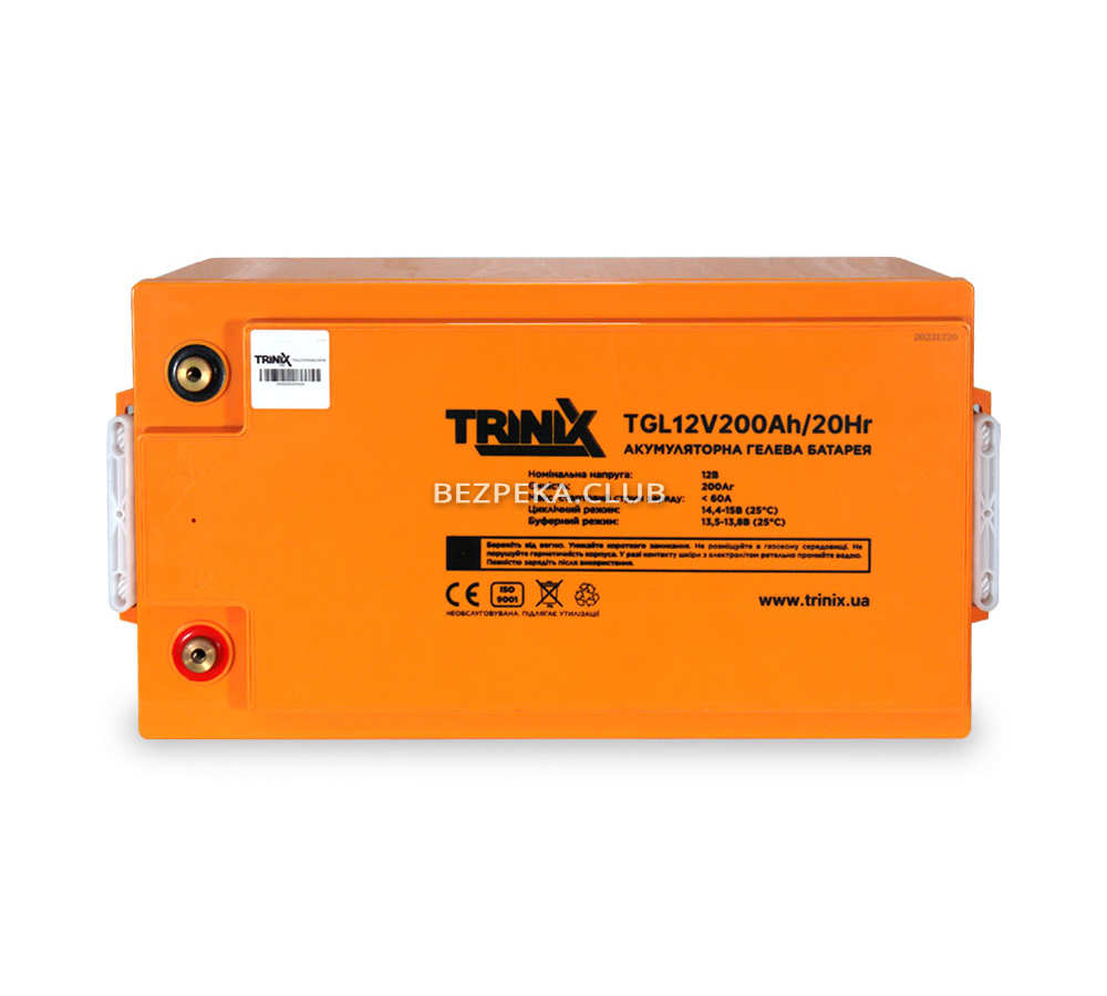 Акумуляторна батарея TRINIX TGL12V200Ah/20Hr GEL Super Charge - Зображення 3