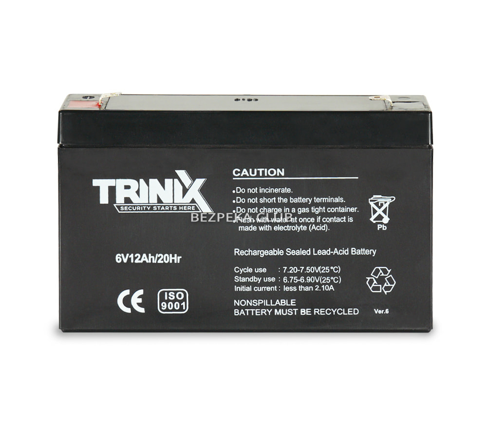 Акумуляторна батарея Trinix 6V12Ah свинцево-кислотна - Зображення 2