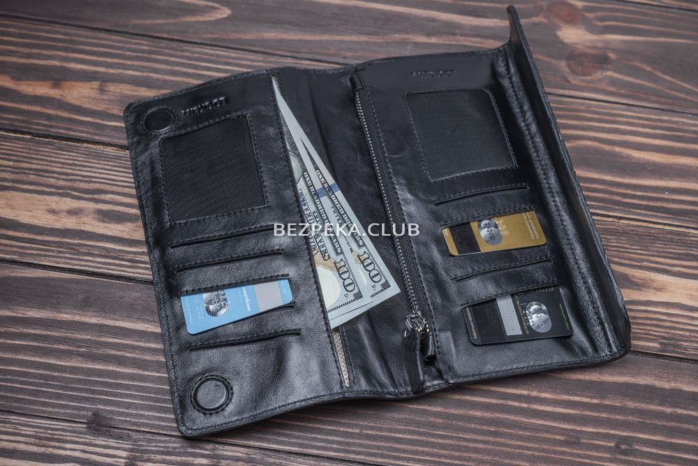 Кожаный екранирующий многофункциональный клатч для смартфона и карт LOCKER's LPP-Black - Фото 7