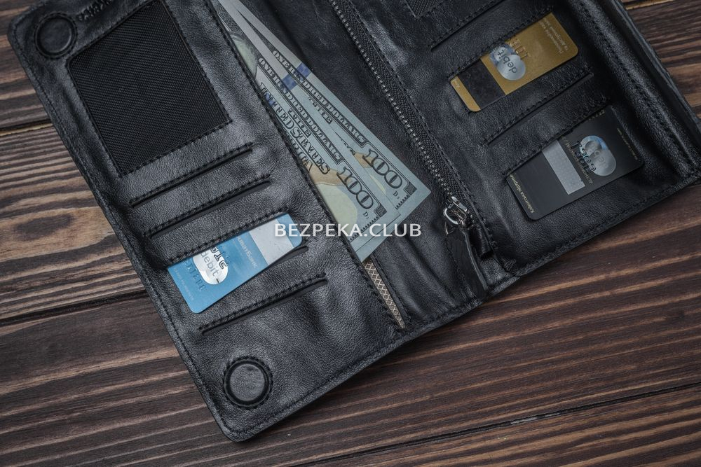 Кожаный екранирующий многофункциональный клатч для смартфона и карт LOCKER's LPP-Black - Фото 8