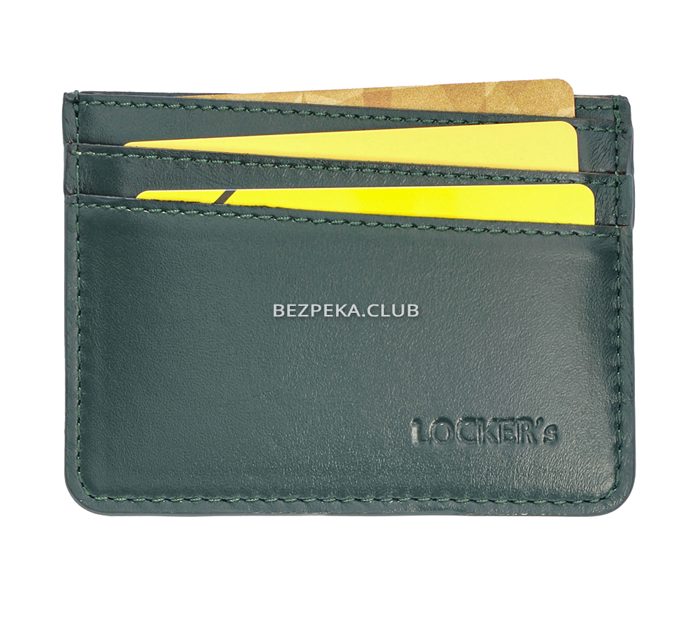 Leather card holder with RFID protection for 7 compartments LOCKER's LH2-Green - Image 3