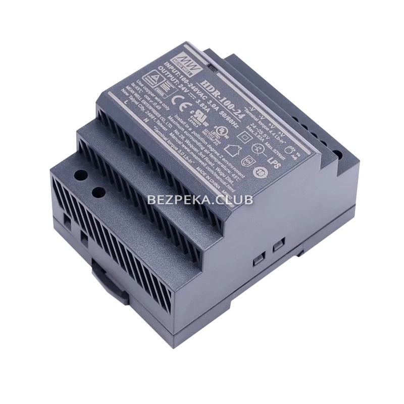 MeanWell HDR-100-24N power supply for DIN rail mounting - Image 1