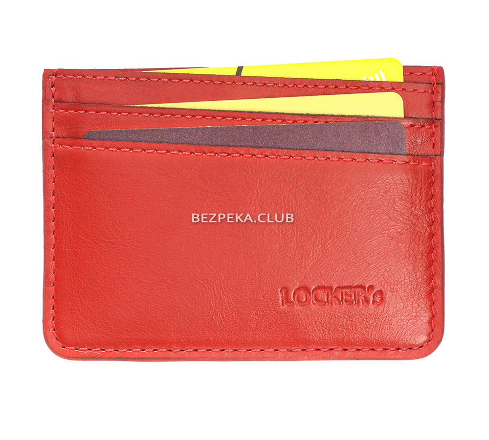 Leather cardholder with RFID protection for 7 compartments LOCKER's LH2-Red - Image 3