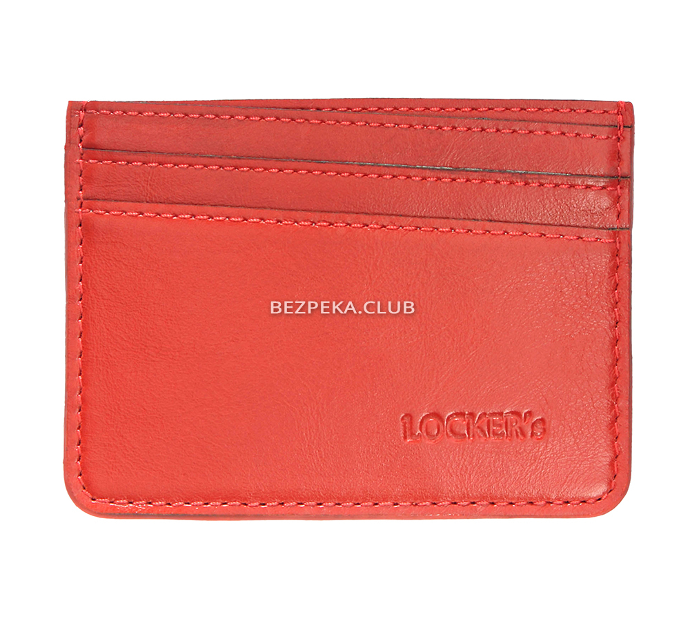 Leather cardholder with RFID protection for 7 compartments LOCKER's LH2-Red - Image 1
