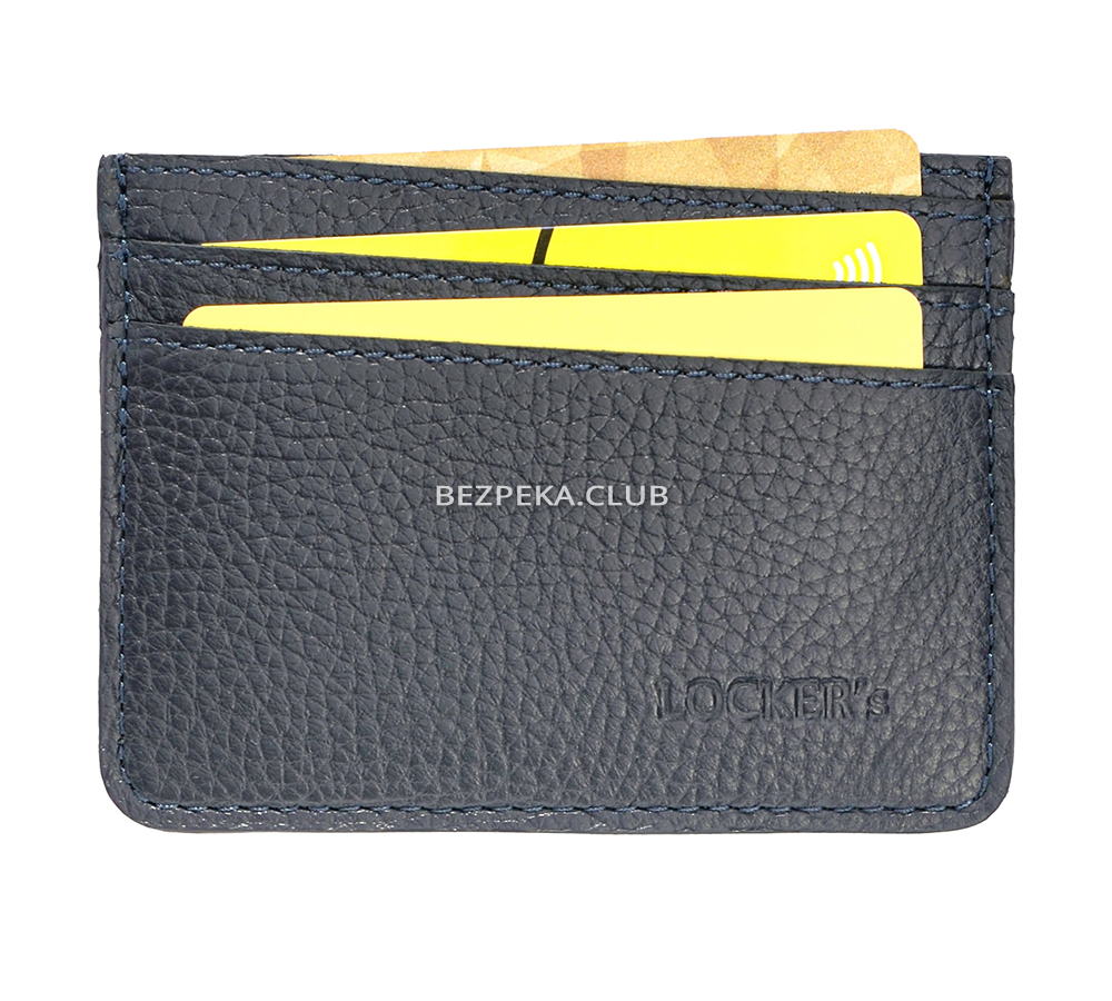Leather cardholder with RFID protection for 7 compartments LOCKER's LH2-Blue - Image 3