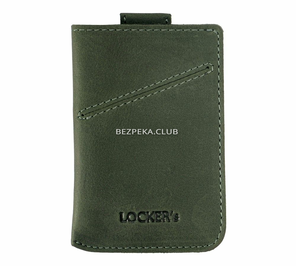 Кожаный картхолдер с RFID защитой LOCKER's LH3-Green - Фото 1