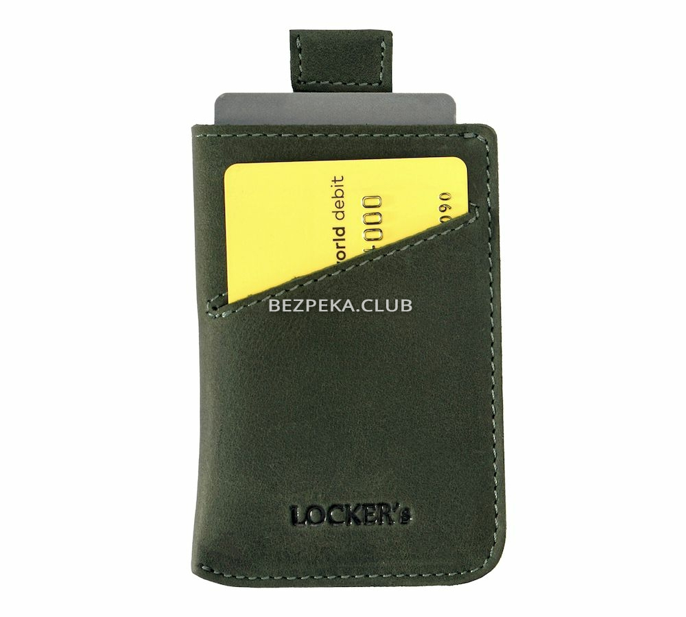 Кожаный картхолдер с RFID защитой LOCKER's LH3-Green - Фото 3