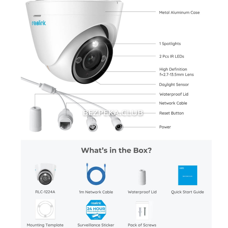 12 MP IP camera Reolink RLC-1224A with the function of detection and PoE - Image 2