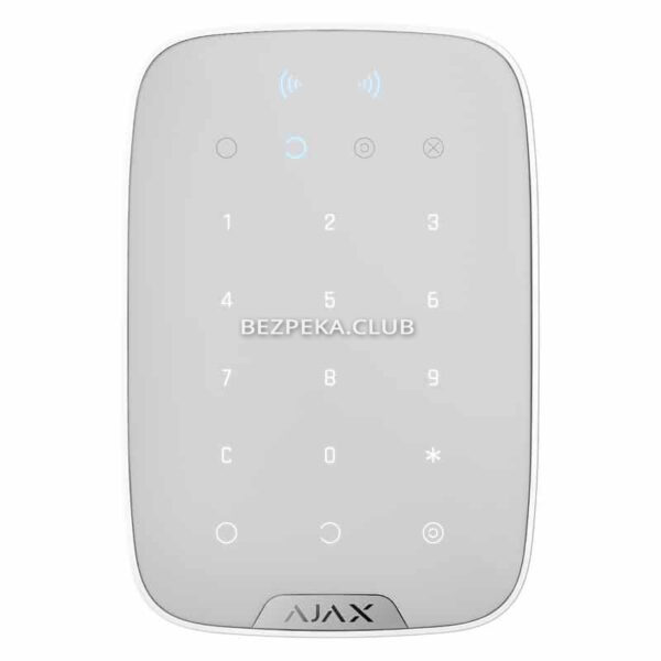 Охоронні сигналізації/Клавіатура для сигналізації Бездротова сенсорна клавіатура Ajax KeyPad S Plus Jeweller white для керування системою безпеки Ajax