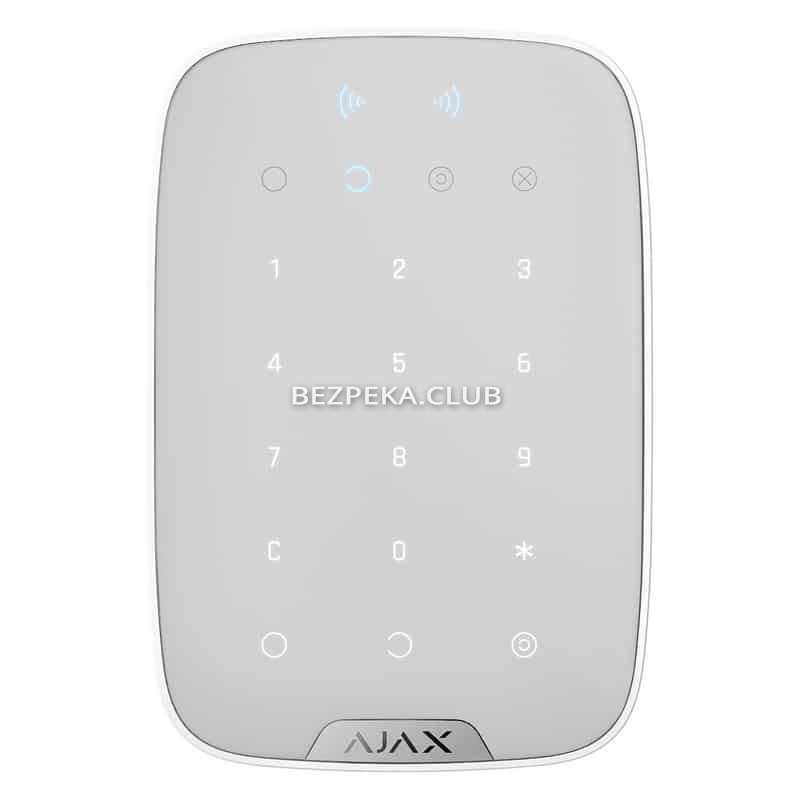 Wireless touch keyboard Ajax KeyPad S Plus Jeweller white to control the Ajax security system - Image 1