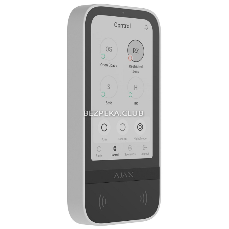 Беспроводная клавиатура Ajax KeyPad TouchScreen white с сенсорным экраном для управления системой Ajax - Фото 2