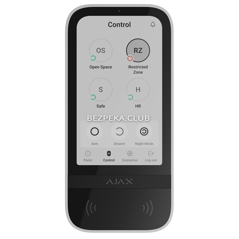 Беспроводная клавиатура Ajax KeyPad TouchScreen white с сенсорным экраном для управления системой Ajax - Фото 1