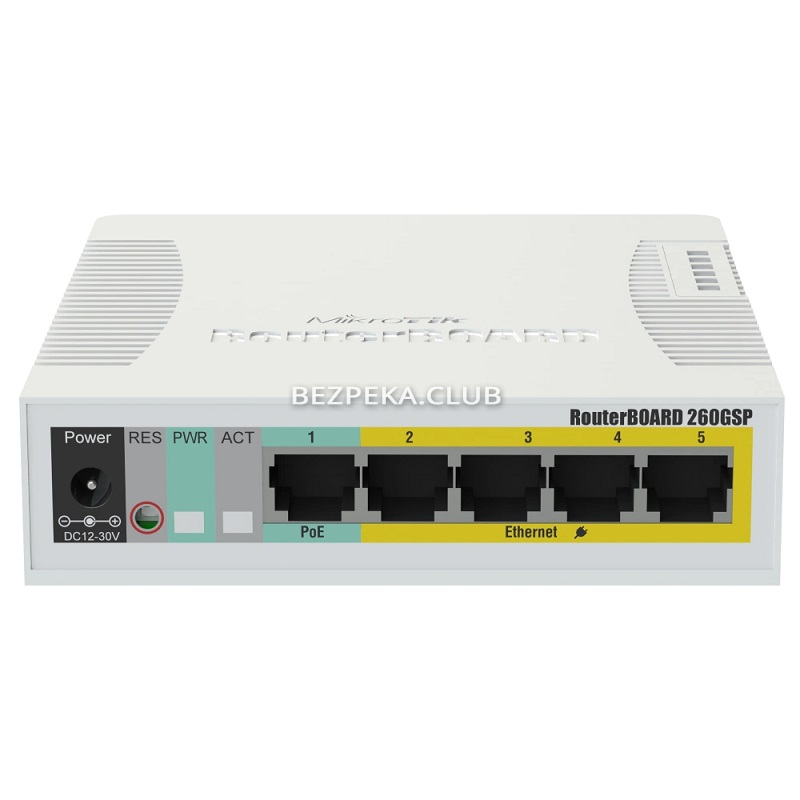 5-портовий керований PoE комутатор MikroTik RB260GSP (CSS106-1G-4P-1S) - Зображення 1