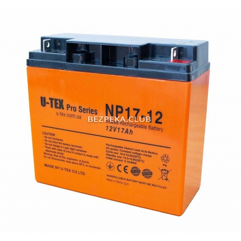 Аккумулятор U-tex NP17-12 PRO (17Aг/12В) с усиленной мощностью - Фото 1