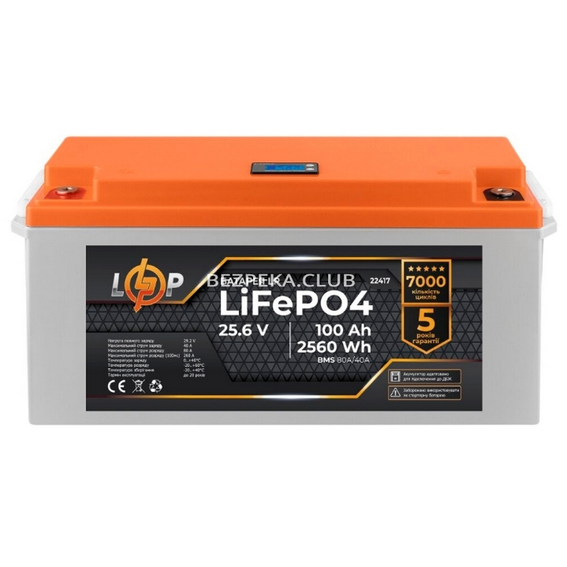 Battery LogicPower LP LiFePO4 LCD 24V-100 Ah (BMS 80/40A) - Image 1