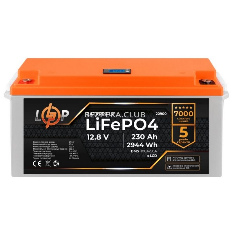 Battery LogicPower LP LiFePO4 LCD 12V-230 Ah (BMS 100A/50A) - Image 1