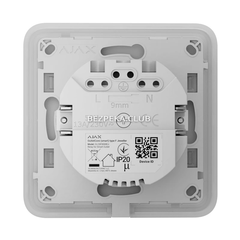 Ajax Outlet (type F) Jeweler white smart built-in socket with power consumption monitoring function - Image 2