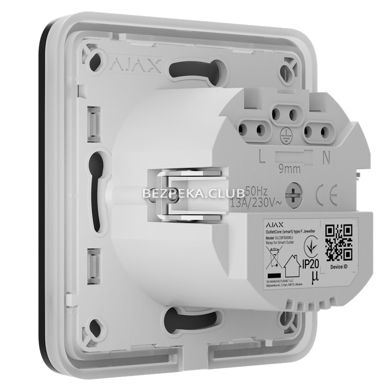 Умная встроенная розетка с функцией мониторинга потребления электроэнергии Ajax Outlet (type F) Jeweller black - Фото 4