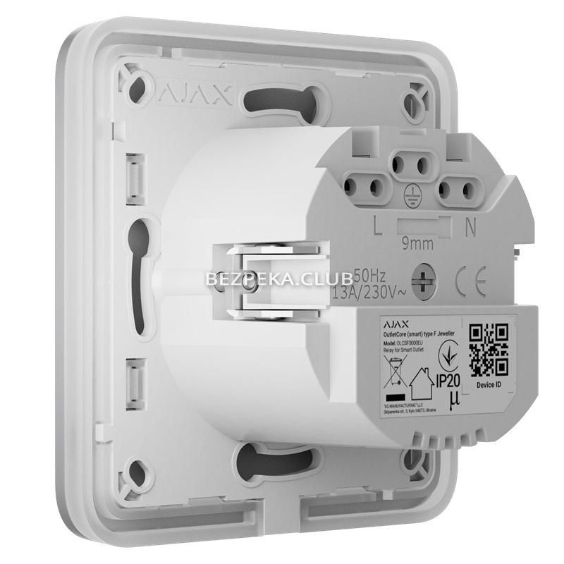 Умная встроенная розетка с функцией мониторинга потребления электроэнергии Ajax Outlet (type F) Jeweller fog - Фото 3