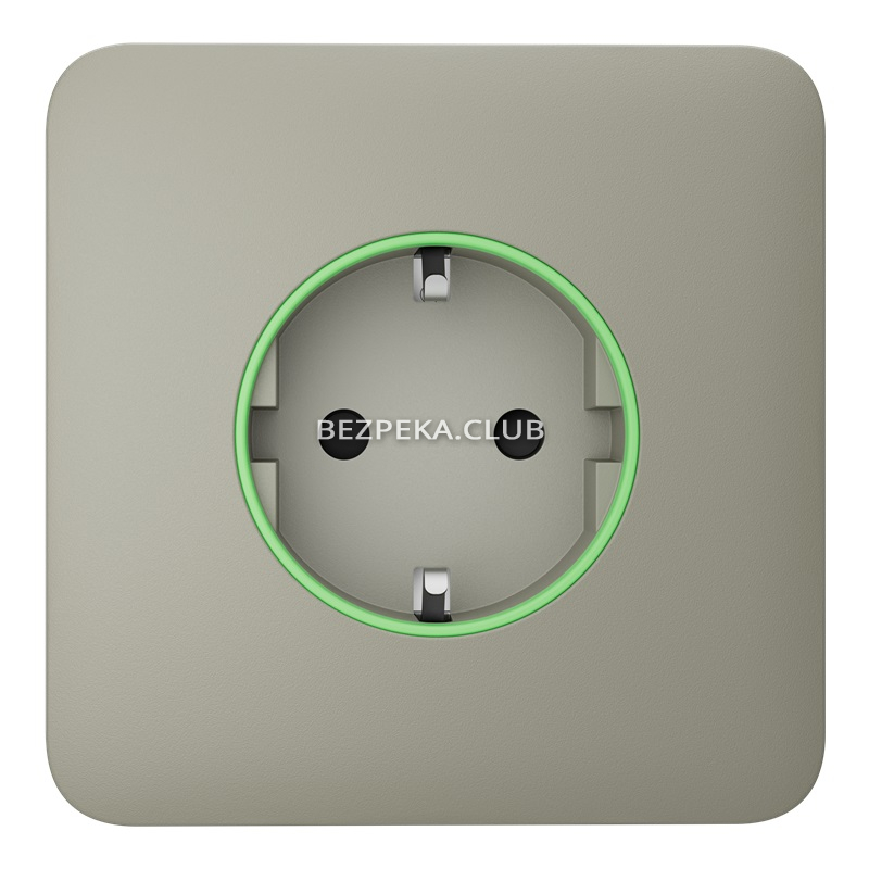 Розумна вбудована розетка з функцією моніторингу споживання електроенергії Ajax Outlet (type F) Jeweller olive - Зображення 1