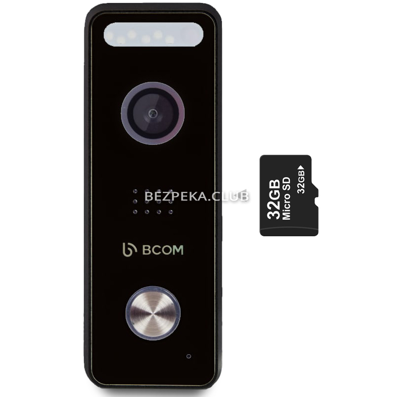 Комплект видеопанели BCOM BT-400FHD/T Black SD с поддержкой Tuya Smart со встроенной картой памяти на 32 GB - Фото 1