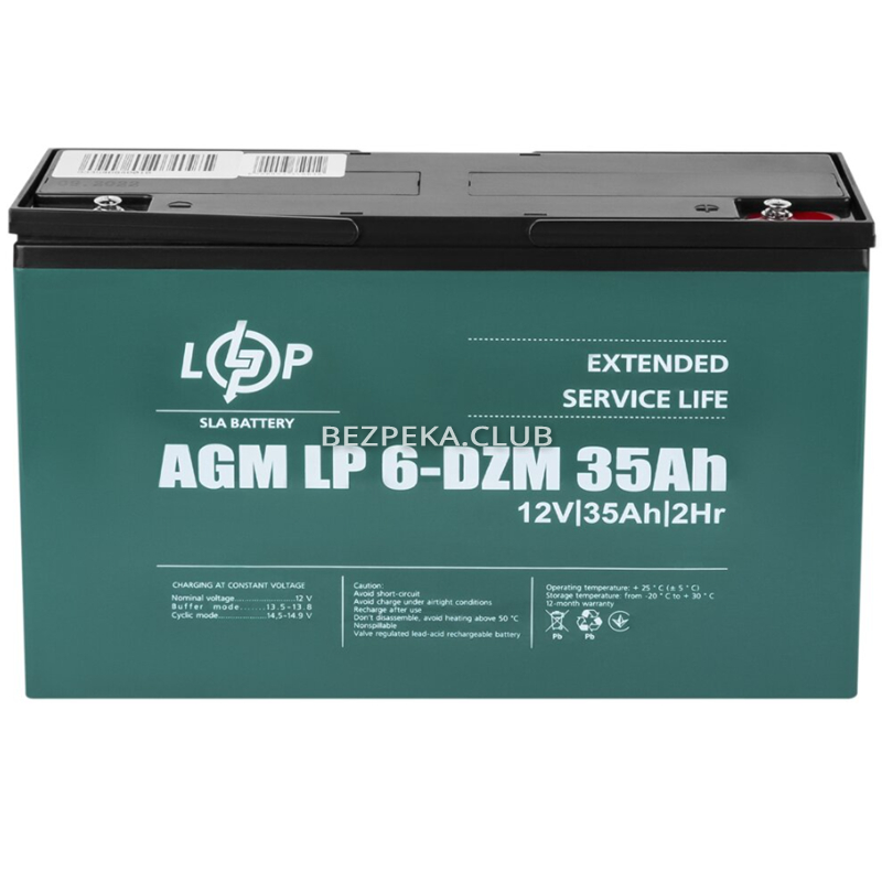 Тяговий свинцево-кислотний акумулятор LogicPower LP 6-DZM-35 Ah для електротранспорту - Зображення 1