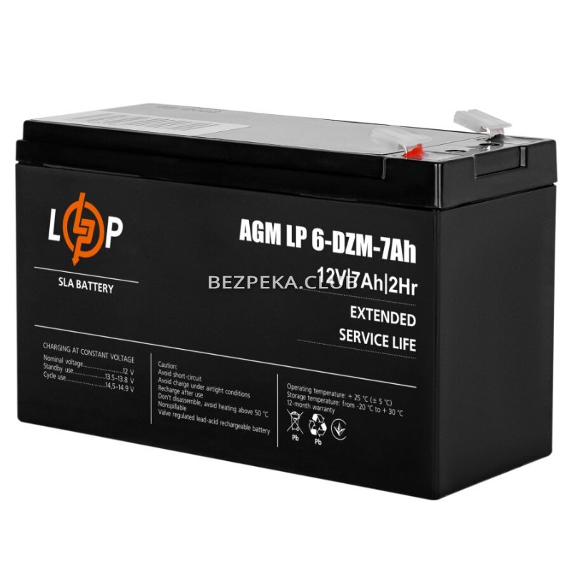 Traction lead-acid battery LogicPower LP 6-DZM-7 Ah for electric transport - Image 2