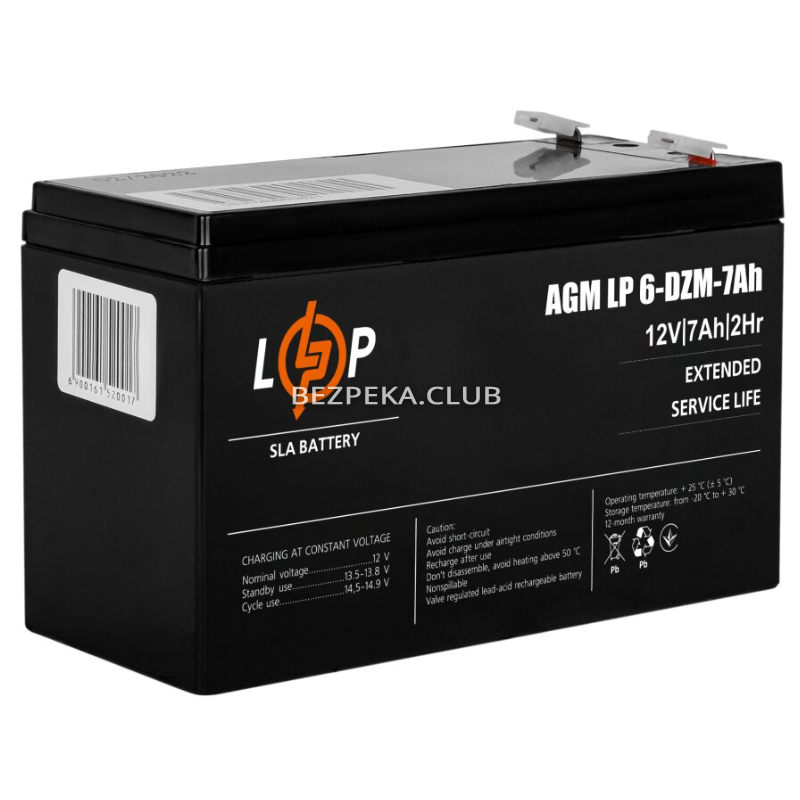Traction lead-acid battery LogicPower LP 6-DZM-7 Ah for electric transport - Image 3