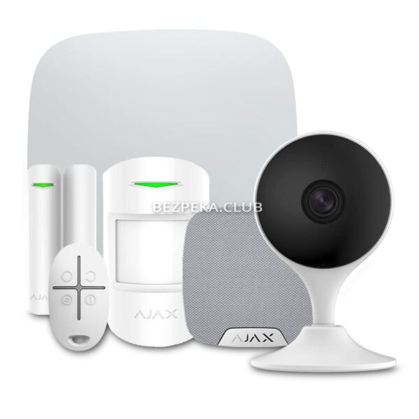 Охранные сигнализации/Комплект сигнализаций Комплект сигнализации Ajax StarterKit + HomeSiren white + Wi-Fi камера 2MP-C22EP