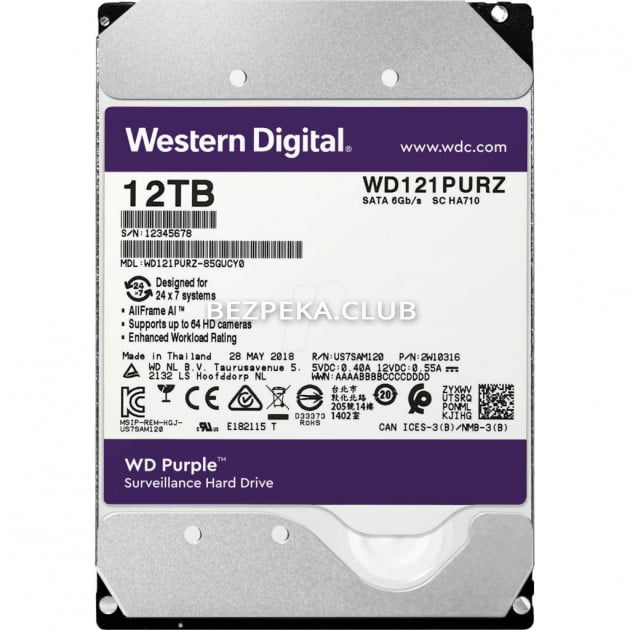 Жорсткий диск 12 TB Western Digital Purple WD121PURZ - Зображення 2